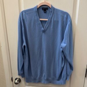 Lands' End Men's V-Neck Sweater in Light Blue